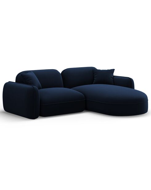 Canapé d'angle droit Modulaire Velours Lucien 3 Places bleu roi - 230x165x70 cm