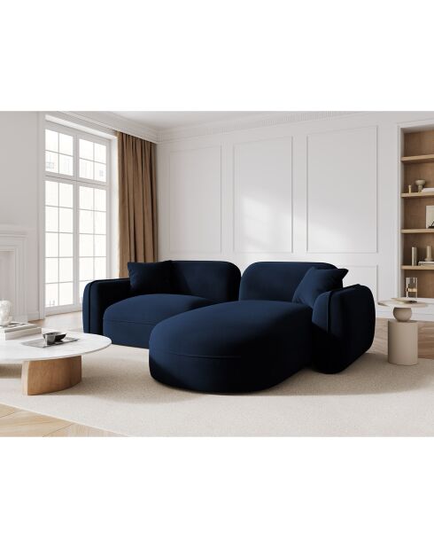 Canapé d'angle droit Modulaire Velours Lucien 3 Places bleu roi - 230x165x70 cm