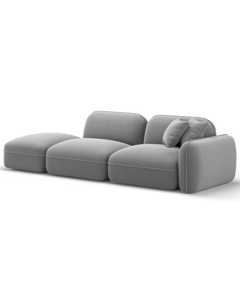 Canapé gauche modulable en velours Lucien 3 Places gris clair - 295x90x70 cm