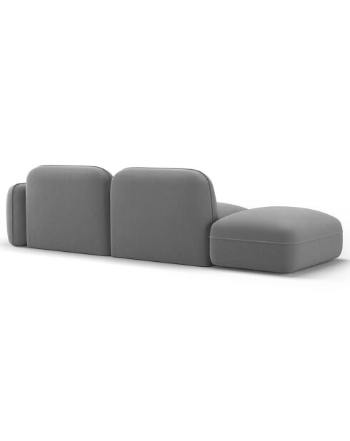 Canapé gauche modulable en velours Lucien 3 Places gris clair - 295x90x70 cm