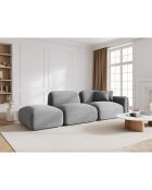 Canapé gauche modulable en velours Lucien 3 Places gris clair - 295x90x70 cm