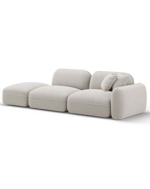 Canapé gauche modulable en velours Lucien 3 Places ivoire - 295x90x70 cm