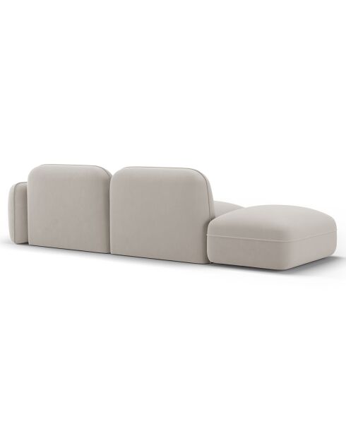 Canapé gauche modulable en velours Lucien 3 Places ivoire - 295x90x70 cm