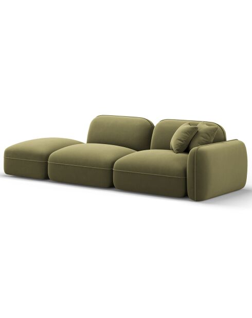 Canapé gauche modulable en velours Lucien 3 Places vert clair - 295x90x70 cm