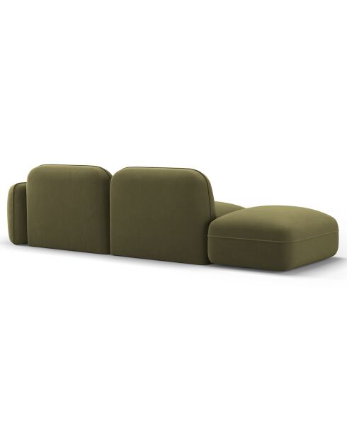 Canapé gauche modulable en velours Lucien 3 Places vert clair - 295x90x70 cm