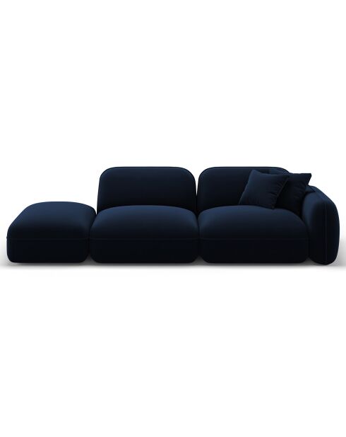 Canapé gauche modulable en velours Lucien 3 Places bleu roi - 295x90x70 cm