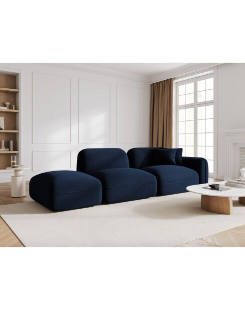Canapé gauche modulable en velours Lucien 3 Places bleu roi - 295x90x70 cm