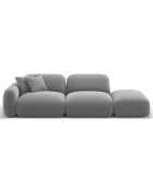 Canapé droit modulable en velours Lucien 3 Places gris clair - 295x90x70 cm