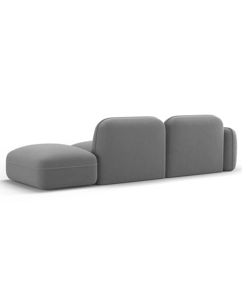 Canapé droit modulable en velours Lucien 3 Places gris clair - 295x90x70 cm