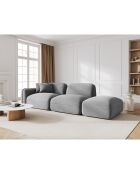 Canapé droit modulable en velours Lucien 3 Places gris clair - 295x90x70 cm