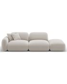 Canapé droit modulable en velours Lucien 3 Places ivoire - 295x90x70 cm