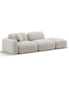 Canapé droit modulable en velours Lucien 3 Places ivoire - 295x90x70 cm