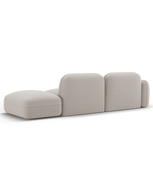 Canapé droit modulable en velours Lucien 3 Places ivoire - 295x90x70 cm