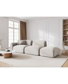 Canapé droit modulable en velours Lucien 3 Places ivoire - 295x90x70 cm