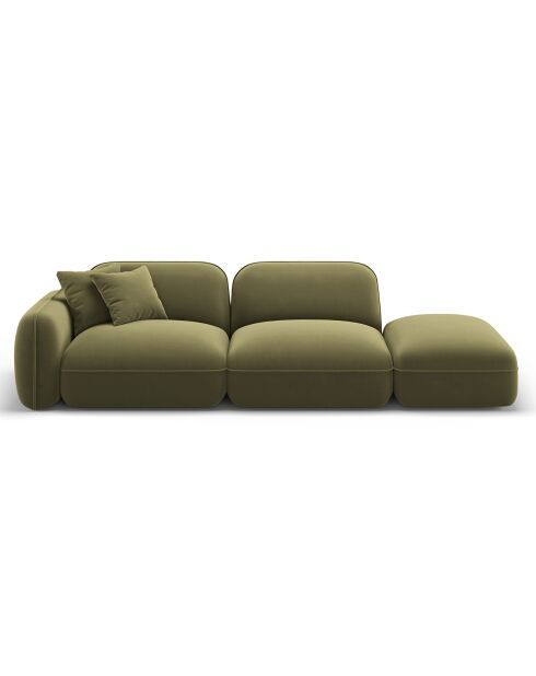 Canapé droit modulable en velours Lucien 3 Places vert clair - 295x90x70 cm