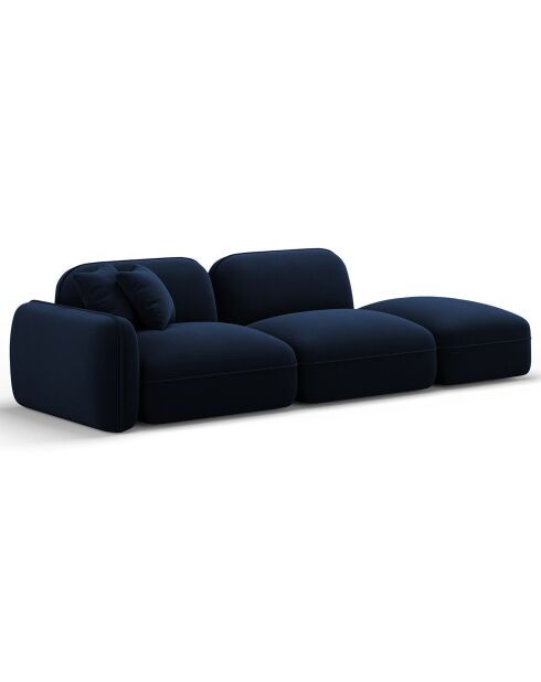 Canapé droit modulable en velours Lucien 3 Places bleu roi - 295x90x70 cm