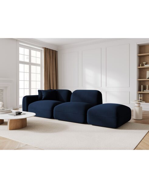 Canapé droit modulable en velours Lucien 3 Places bleu roi - 295x90x70 cm