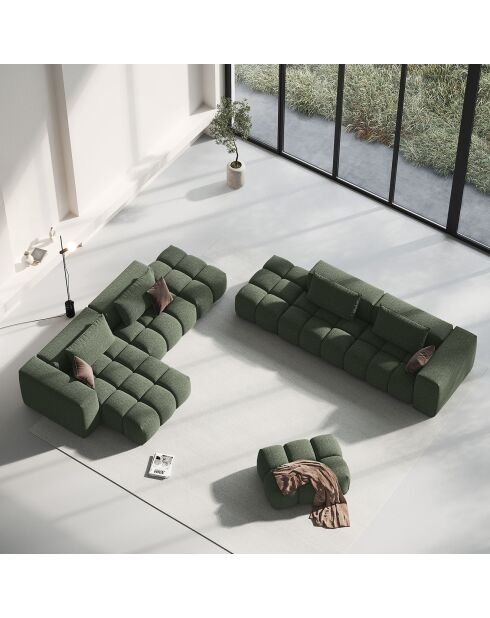 Canapé Modulable gauche Lorella 4 Places vert olive foncé - 265x85x70 cm