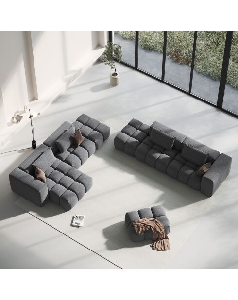 Canapé Modulable gauche Lorella 4 Places gris - 265x85x70 cm