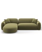 Canapé d'angle gauche Modulaire Velours Lucien 4 Places vert clair - 275x165x70 cm