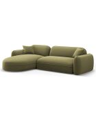 Canapé d'angle gauche Modulaire Velours Lucien 4 Places vert clair - 275x165x70 cm