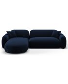 Canapé d'angle gauche Modulaire Velours Lucien 4 Places bleu roi - 275x165x70 cm