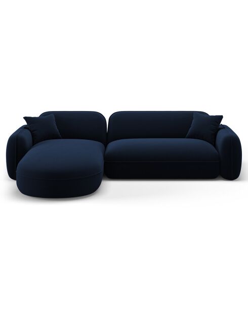 Canapé d'angle gauche Modulaire Velours Lucien 4 Places bleu roi - 275x165x70 cm