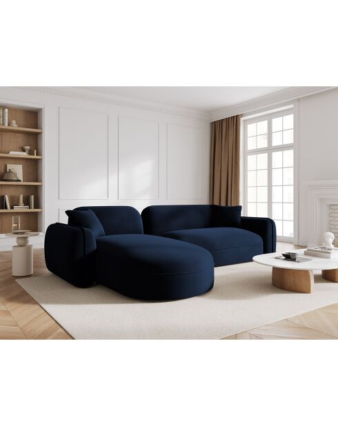 Canapé d'angle gauche Modulaire Velours Lucien 4 Places bleu roi - 275x165x70 cm