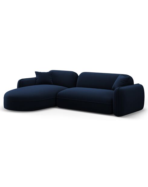 Canapé d'angle gauche Modulaire Velours Lucien 4 Places bleu roi - 275x165x70 cm