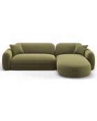 Canapé d'angle droit Modulaire Velours Lucien 4 Places vert clair - 275x165x70 cm