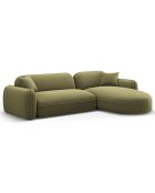 Canapé d'angle droit Modulaire Velours Lucien 4 Places vert clair - 275x165x70 cm