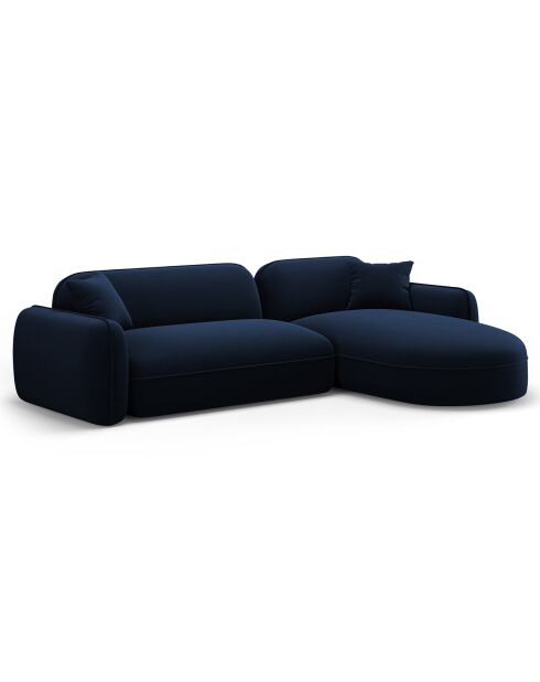 Canapé d'angle droit Modulaire Velours Lucien 4 Places bleu roi - 275x165x70 cm