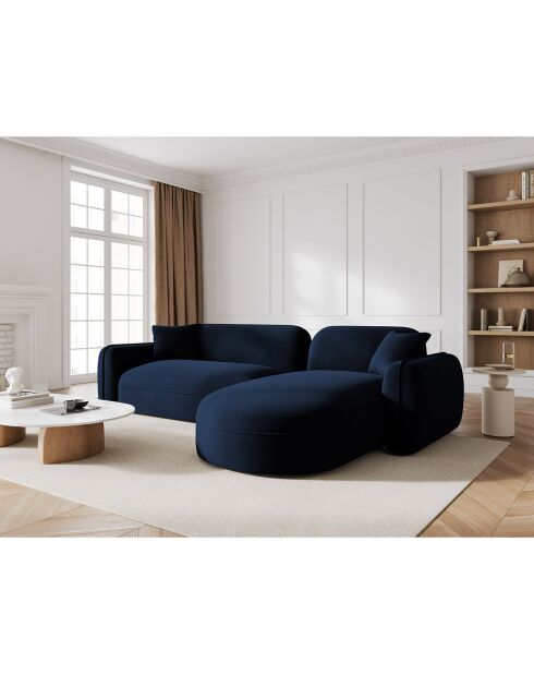Canapé d'angle droit Modulaire Velours Lucien 4 Places bleu roi - 275x165x70 cm