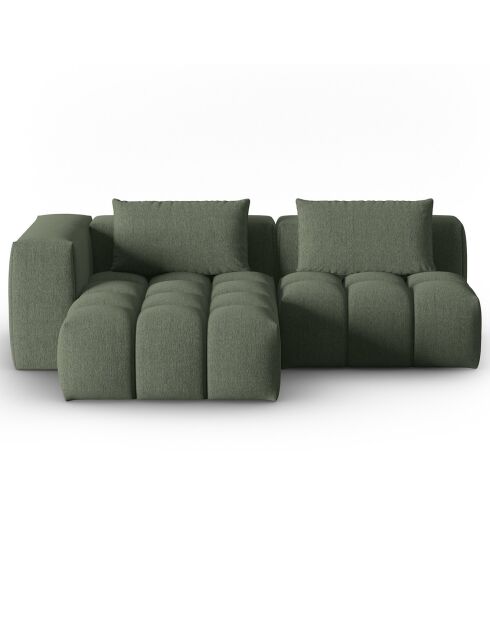 Canapé d'angle gauche Modulaire Lorella 3 Places vert olive foncé - 205x145x70 cm