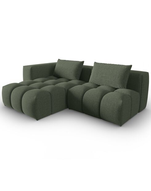 Canapé d'angle gauche Modulaire Lorella 3 Places vert olive foncé - 205x145x70 cm