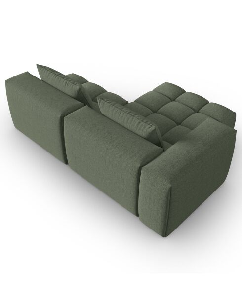 Canapé d'angle gauche Modulaire Lorella 3 Places vert olive foncé - 205x145x70 cm