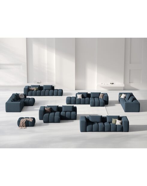 Canapé d'angle gauche Modulaire Lorella 3 Places bleu foncé - 205x145x70 cm