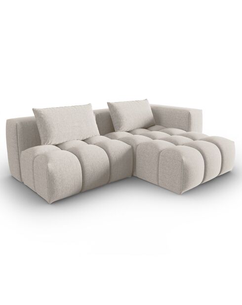 Canapé d'angle droit Modulaire Lorella 3 Places beige - 205x145x70 cm