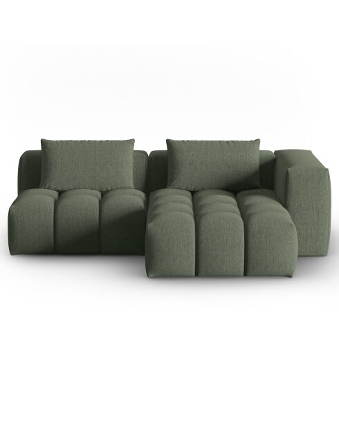 Canapé d'angle droit Modulaire Lorella 3 Places vert olive foncé - 205x145x70 cm