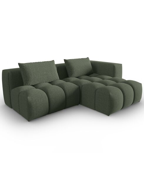 Canapé d'angle droit Modulaire Lorella 3 Places vert olive foncé - 205x145x70 cm