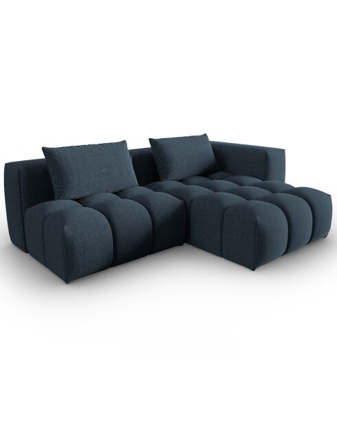 Canapé d'angle droit Modulaire Lorella 3 Places bleu foncé - 205x145x70 cm