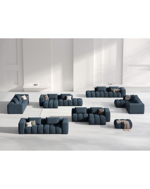 Canapé d'angle droit Modulaire Lorella 3 Places bleu foncé - 205x145x70 cm