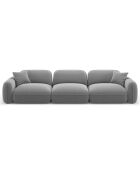Canapé Modulaire Velours Lucien, 4 Places gris clair - 320x90x70 cm