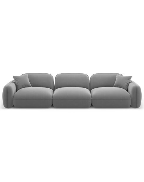 Canapé Modulaire Velours Lucien, 4 Places gris clair - 320x90x70 cm