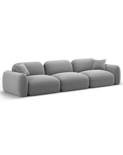 Canapé Modulaire Velours Lucien, 4 Places gris clair - 320x90x70 cm
