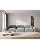 Canapé Modulaire Velours Lucien, 4 Places gris clair - 320x90x70 cm