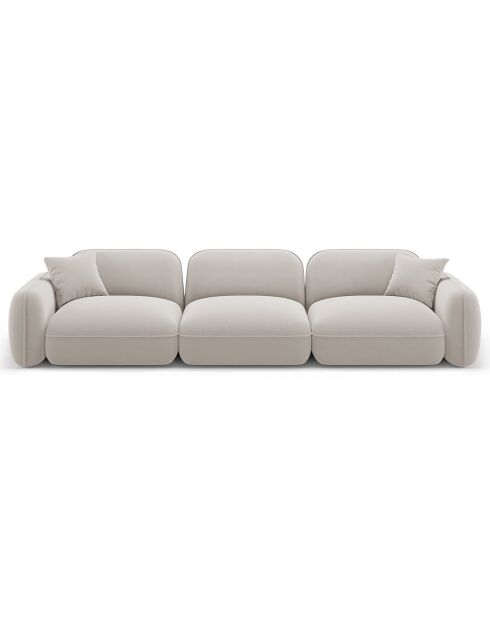 Canapé Modulaire Velours Lucien, 4 Places ivoire - 320x90x70 cm