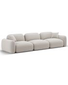 Canapé Modulaire Velours Lucien, 4 Places ivoire - 320x90x70 cm
