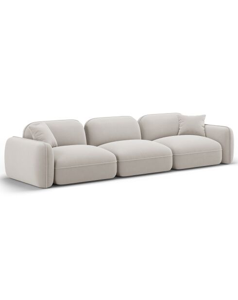 Canapé Modulaire Velours Lucien, 4 Places ivoire - 320x90x70 cm