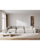 Canapé Modulaire Velours Lucien, 4 Places ivoire - 320x90x70 cm